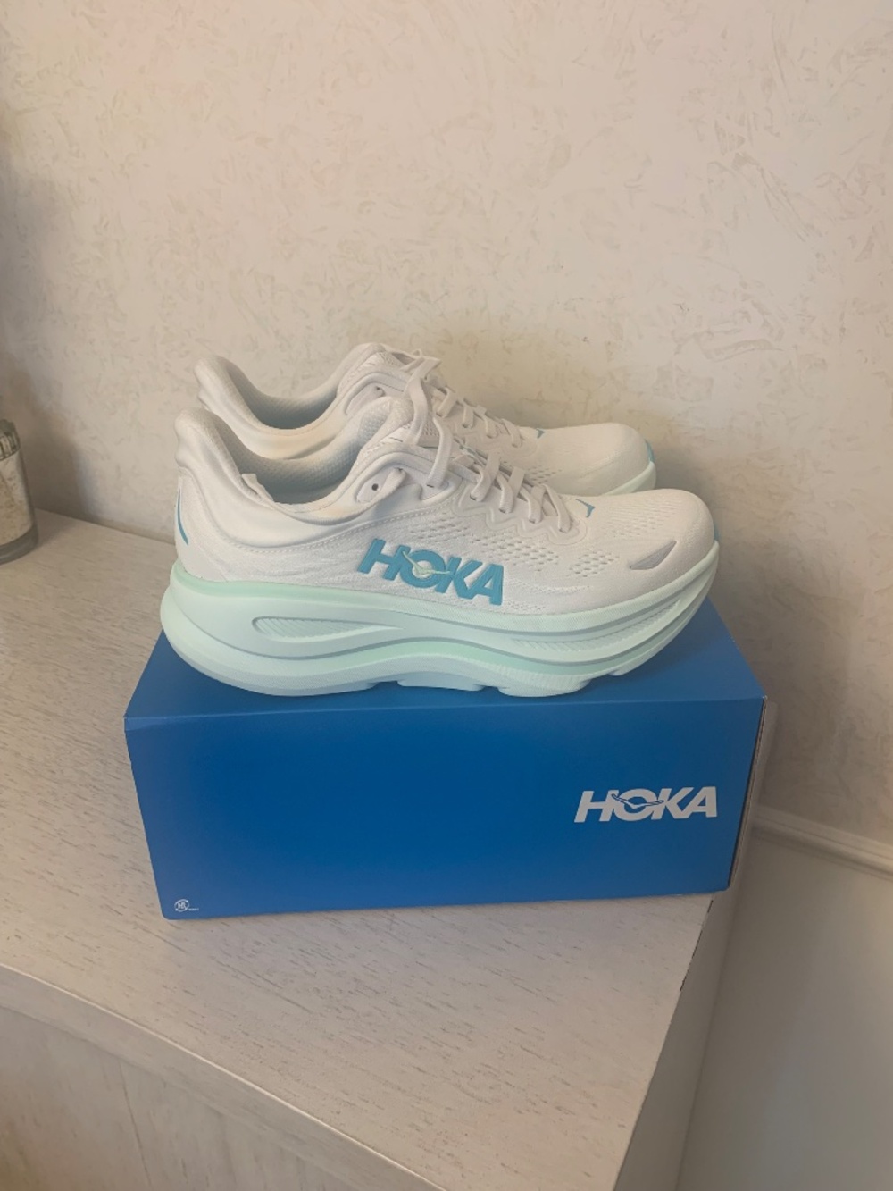 Women’s Mint Green and White HOKA Sneakers, Size 9B - Picture 4 of 9